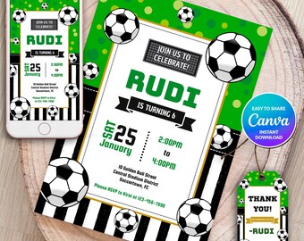 Soccer Invite Editable Birthday Card Instant Download Editable Soccer Invitation Template Boy Birthday Party Invite Soccer Party Invitation