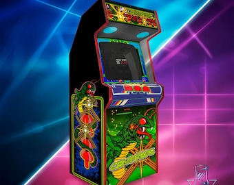 Arte em vinil para arcade do Centipede em tamanho real | Tema clássico de jogo retrô dos anos 80 | Gráficos para gabinete de arcade