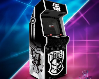 Adesivo de vinil do Clone Trooper de Star Wars para arcade | Para máquinas de tamanho normal ou de mesa | Arte de jogo de ficção científica