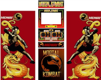 Conjunto de Vinil Digital Mortal Kombat para Gabinete de Arcade | Arte Lateral Completa + Marquee + Moldura + CPO em Alta Resolução