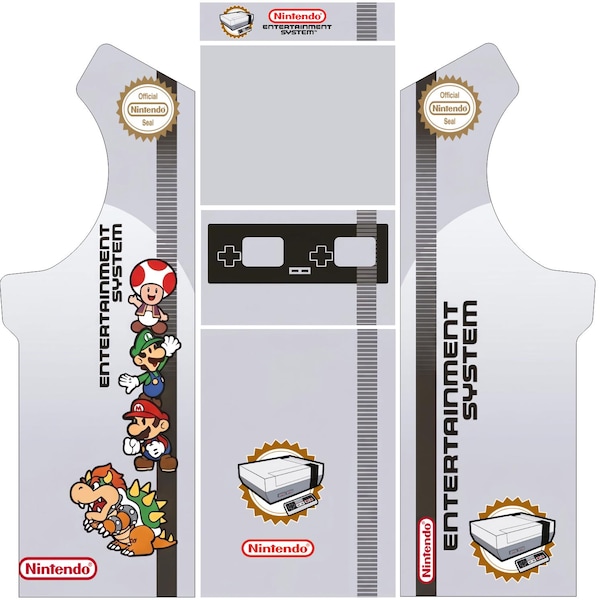 Nintendo NES Arcade Cabinet Vinyl | Full Size Arcade Artwork | Retro 8-Bit Gaming Design | Multicade Cabinet Stickers