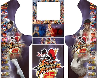 Street Fighter 25th Anniversary Arcade Cabinet Vinyl | Full Size Arcade Artwork | Retro Gaming Stickers | Fighting Game Cabinet Design