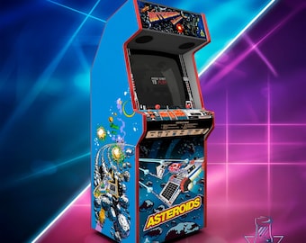 Arte em vinil para arcade de tamanho real do jogo Asteroids | Clássico jogo espacial vetorial dos anos 80 | Gráficos para gabinete de arcade