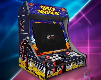 Space Invaders Bartop Arcade Vinyl | Full Side Art, Marquee & Panel Overlay | Retro Arcade Cabinet Wrap