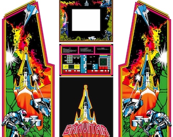 Illustration en vinyle grandeur nature de Gravitar | Thème vectoriel classique des années 80 | Graphismes pour borne d'arcade
