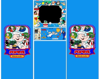 Popeye Arcade Cabinet Vinyl | Full Size Arcade Artwork | Retro Cartoon Cabinet Stickers | Multicade Design | Vintage Gaming Decals