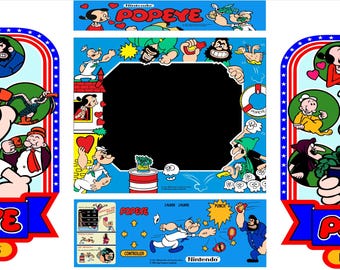 Popeye Bartop Arcade Vinyl | Retro Arcade Artwork | Classic Cartoon Cabinet Stickers | Multicade Design | Vintage Gaming Decals