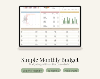 Beginner Monthly Budget Spreadsheet | Income Expense Tracker (Excel & Google Sheets)