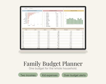 Family Budget Planner for Two Incomes | Excel & Google Sheets (Digital Download)