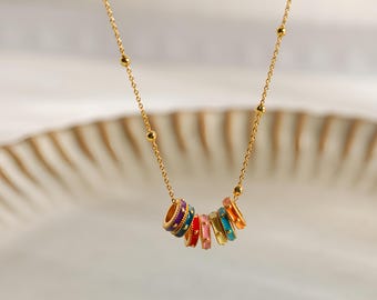 Collar con borla de anillo de dopamina de color vintage, collar arcoíris, collar LGBT, joyería LGBT arcoíris, collar con círculo arcoíris, regalo de cumpleaños