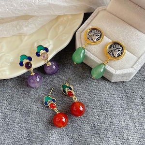 Vintage French Romantic Portrait Drop Earrings - 3D Relief Cameo Jewelry/Bridal Party Bridesmaid Gift/Elegant Wedding Jewelry/Gift for Her