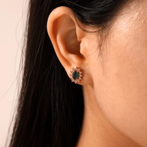 High-end feeling ear accessories,Sunflower zirconia inlaid earring,Stainless steel ear studs for women,18k gold ear accessories,gift for her