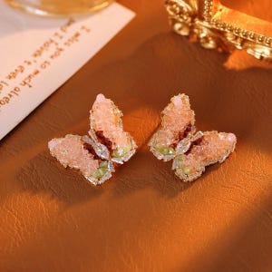 Kristall Schmetterling Ohrringe/Amethyst Schmetterling Ohrstecker/Sterling Silber Freundschaft Schmuck/Braut Ohrringe/Bester Freund Geschenk/Geschenk für Sie