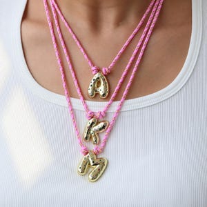 Custom Colorful Letter Weaving Necklace/Balloon Letter Jewelry/Name Initial Necklace/Bubble Letter Necklace/Initial Necklace/Gift For Her