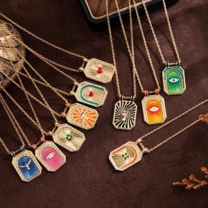 Vintage Retro Tarot Karten Anhänger - Sonne, Mond, Geliebte, Stern, Narr, Magier Halskette/Spiritueller Schmuck/Bester Freund Geschenk