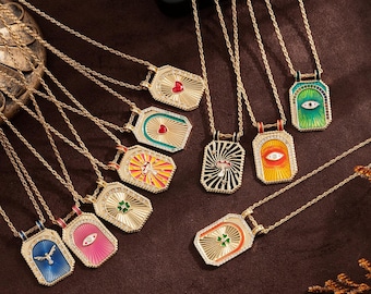 Collar con carta del tarot retro literaria/colgante con carta del tarot: sol, luna, amante, estrella, tonto, mago/joyería espiritual/regalo para el mejor amigo
