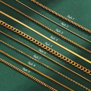 18K Gold Chain Necklace,Figaro Chain,Paperclip Chain,Cable Chain,Twist Chain,Curb Chain, Box Chain,Snake Chain,Thin Chain,Necklace for Women