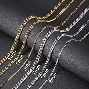 3mm,5mm,7mm Wide Gold Cuban Chain For Men,Stainless Steel Chain Necklace,Gift For Boyfriend,Matching chain,Gift For Her