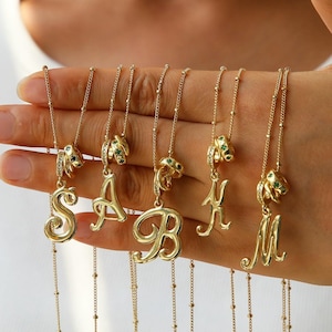 Custom Letter Necklace/Balloon Letter Custom Jewelry/Name Initial Necklace/Gold Bubble Letter Necklace/Initial Necklace Gift/Gift For Her
