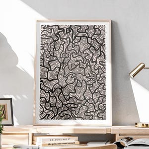 Topography Line Art, Contour Line Wall Art, Abstract Map Art Print, Neutral Colour Art Print,