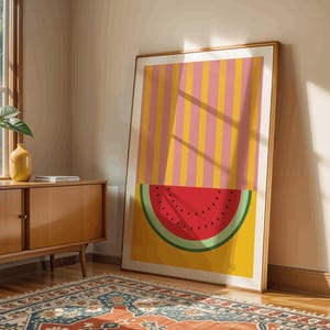Pink Watermelon Art Print: Watermelon Slice Kitchen Decor