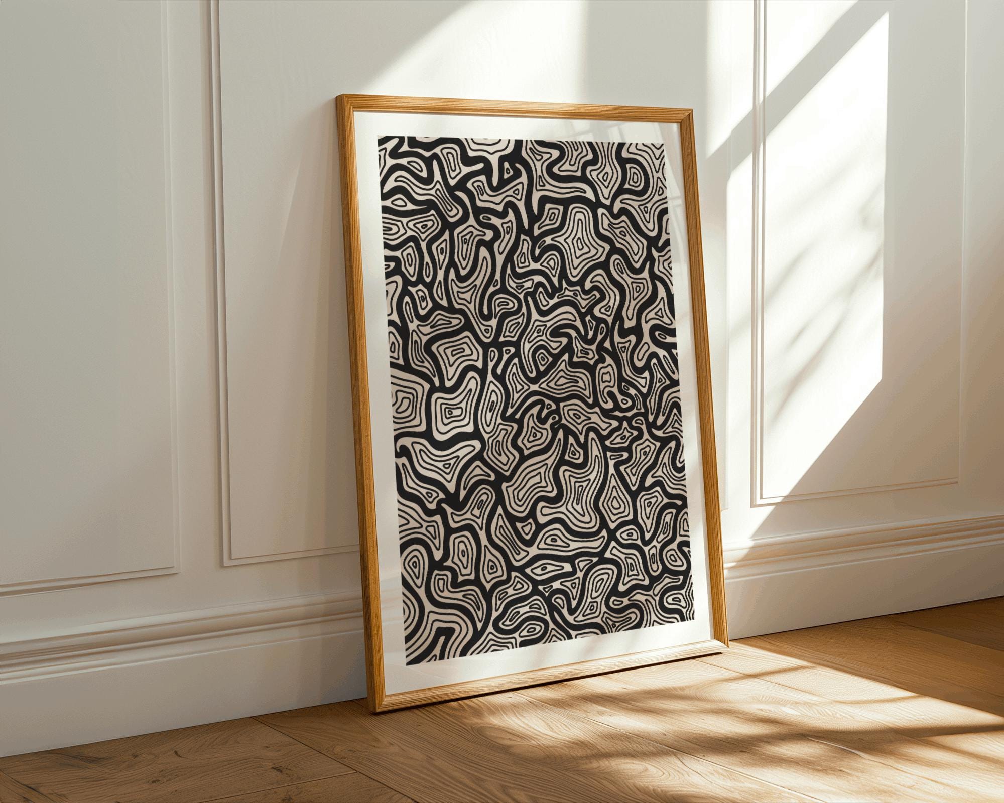 Abstract Topography Art Print: Neutral Contour Line Wall Decor - Etsy
