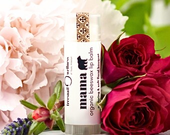 Mama Bear Natural Lip Balm – Nurturing Floral Moisture for Dry Lips, Organic Beeswax Base (.15 oz)