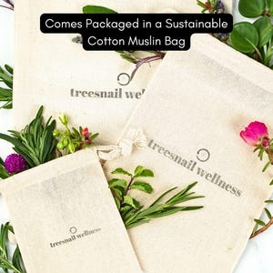 Treesnail Wellness orders come shipped in a sustainable cotton muslin bag.