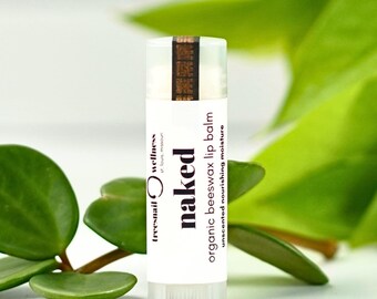 Fragrance-Free Beeswax Lip Balm, .15 oz in Oval Plastic Twist-Up Tube • Unscented Handmade Lip Balm • 100% Organic Lip Balm Ingredients