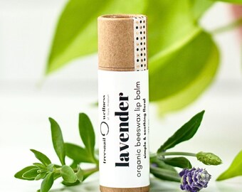 Lavender Natural Lip Balm – Calming Organic Beeswax Blend (.30 oz Eco Tube)