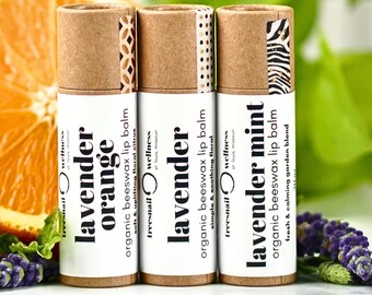 Lavender Lip Balm Trio – Natural Lip Balm Gift Set (.30 oz Eco Tubes)