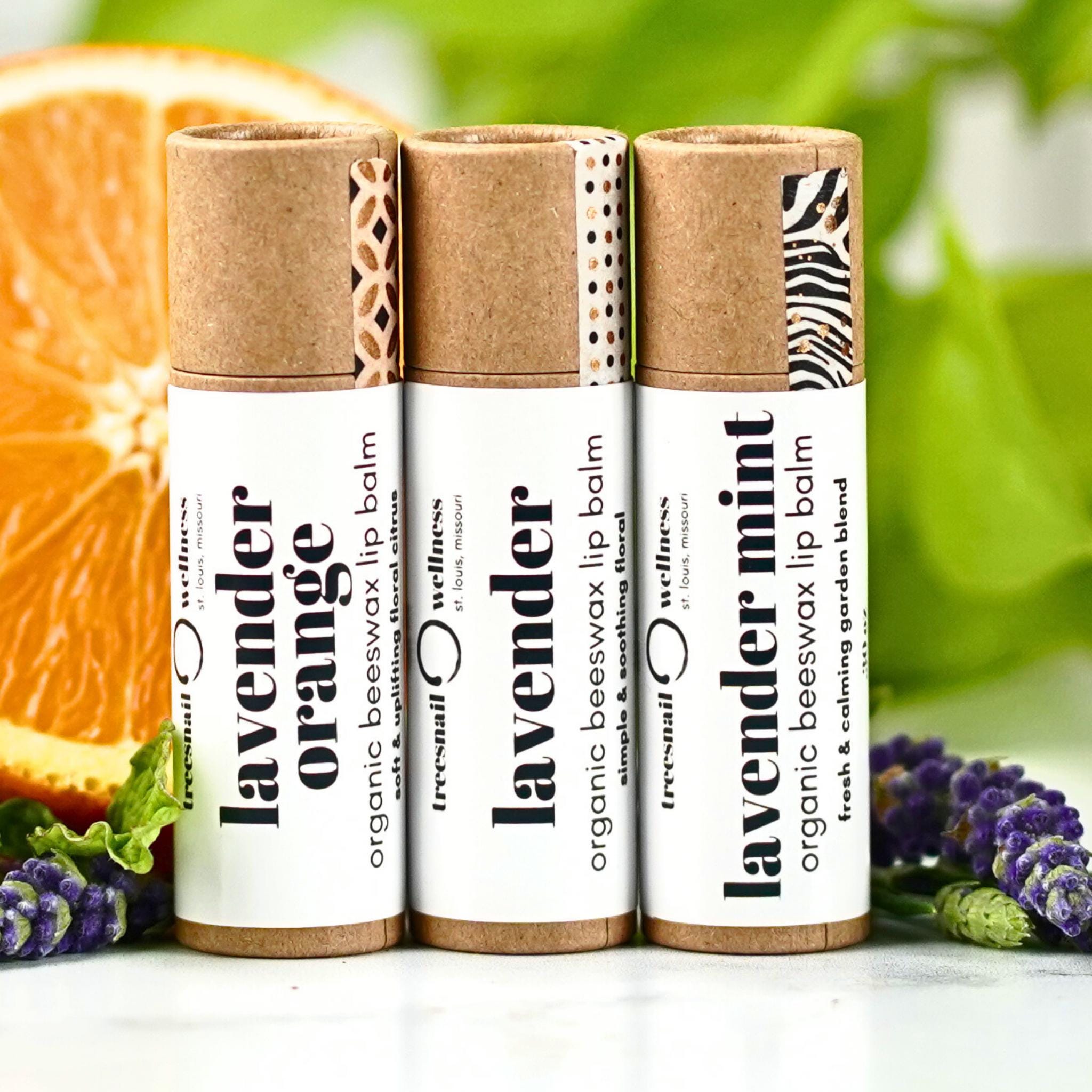 Lavender Lip Balm Trio - Natural Lip Balm Gift Set (.30 oz Eco Tubes)