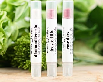 Sheer Pink Lip Shimmer Trio – Natural Lip Balm Gift Set