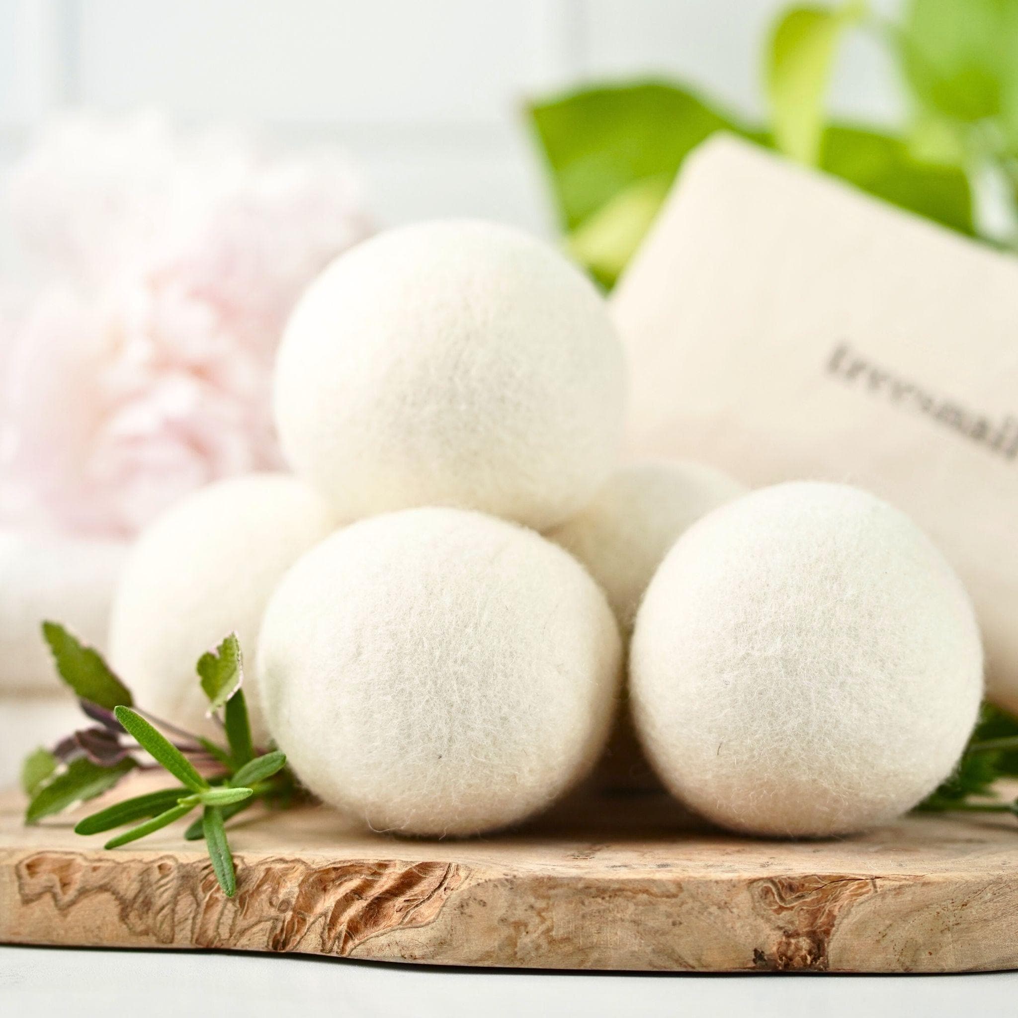 Organic Wool Dryer Ball Set • Natural Fragrance-Free Dryer Sheet Alternative for Sensitive Skin • Cotton Muslin Wash Bag • Zero-Waste