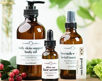 Natural Summer Skincare Set – After Sun Face + Body Bundle