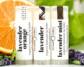 Lavender Lip Balm Trio Gift Set • 100% Organic Essential Oils & Ingredients • Comes in a Paperboard Box Ready to Give • St. Louis, MO