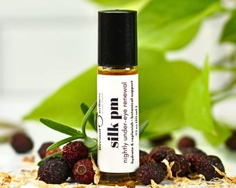 Natural Under Eye Roller – Silk PM Botanical Under Eye Oil for Puffiness & Hydration