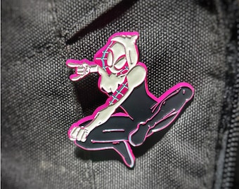 Spider-Gwen Soft Enamel Pin | Glow in the dark lapel pin | Spider-man pin