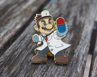 Dr. Mario lapel pin, Pins, Pin Badge, Enamel Pins, Custom Enamel Pins, Limited Edition Pins