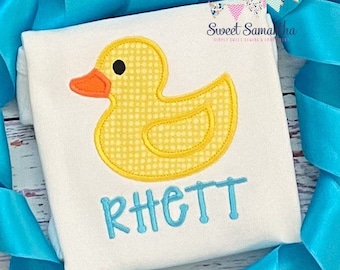 Boys Rubber Duck personalized bodysuit - rubber ducky baby shower gift