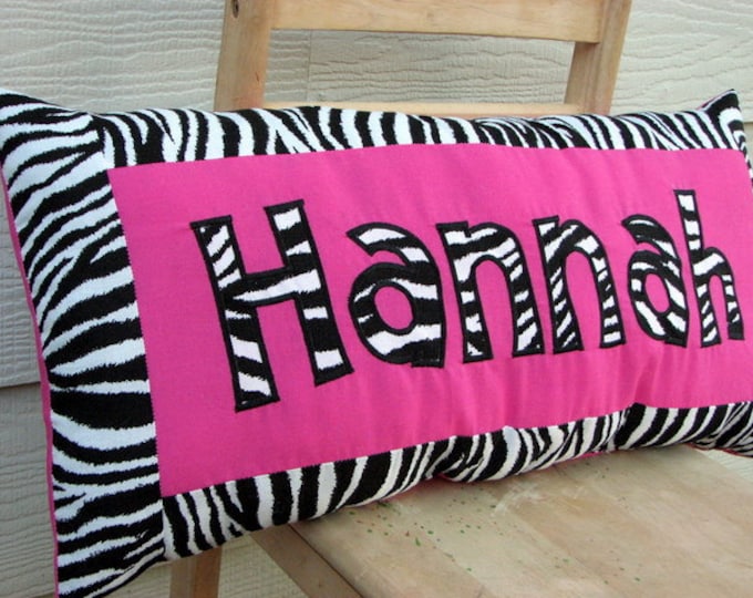 Personalized Name Pillow Zebra Print and Hot Pink Etsy