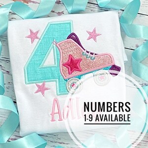 Girls roller skate birthday shirt - Roller Skating Party shirt immagine 3