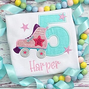 Girls roller skate birthday shirt - Roller Skating Party shirt immagine 4