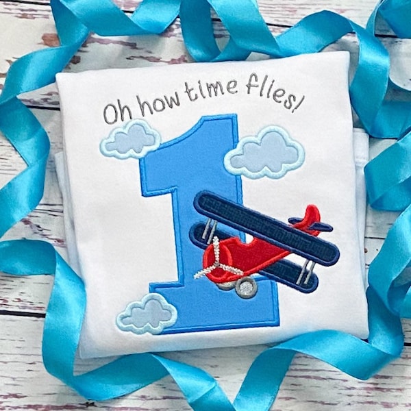 Boys Plane Oh How Time Flies Birthday Shirt - Up up and away airplane Birthday shirt