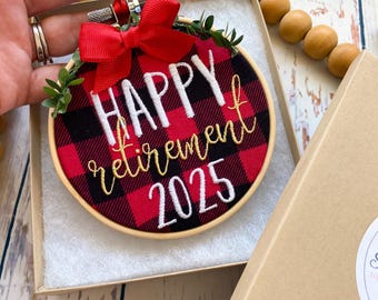 Happy Retirement Christmas Hoop Ornament - Retirement Gift