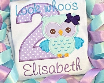Look Whoo's Two Birthday Shirt, Personalized Owl Birthday Shirt, Look Whoo's One