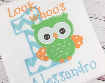 Personalized Owl 1st Birthday Shirt - Look Whoos One