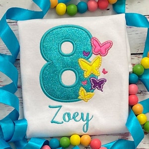 Butterfly Birthday Shirt - Girls Glitter Butterfly Shirt