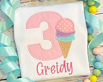 Girls Ice Cream Birthday Shirt - Ice Cream Birthday