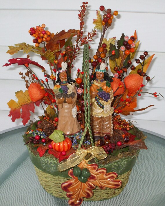 Items similar to Thanksgiving Native American Indian Floral Centerpiece
